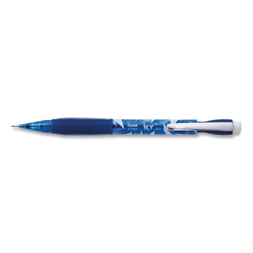 Image of Pentel® Icy Mechanical Pencil, 0.7 mm, HB (#2), Black Lead, Transparent Blue Barrel, Dozen