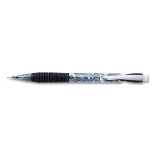 Image of Pentel® Icy Mechanical Pencil, 0.5 mm, HB (#2), Black Lead, Translucent Ice/Black Barrel, Dozen