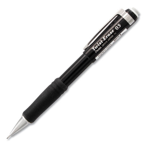 Image of Pentel® Twist-Erase III Mechanical Pencil, 0.5 mm, HB (#2), Black Lead, Black Barrel