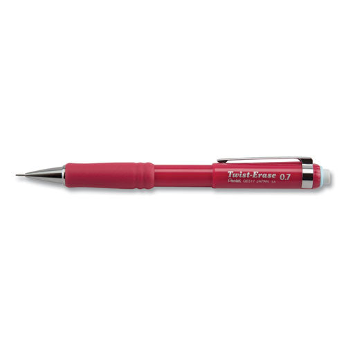 Image of Pentel® Twist-Erase III Mechanical Pencil, 0.7 mm, HB (#2), Black Lead, Red Barrel