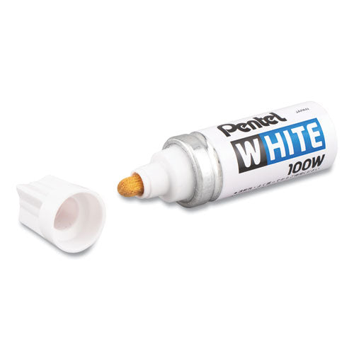 Image of Pentel® White Permanent Marker, Broad Bullet Tip, White