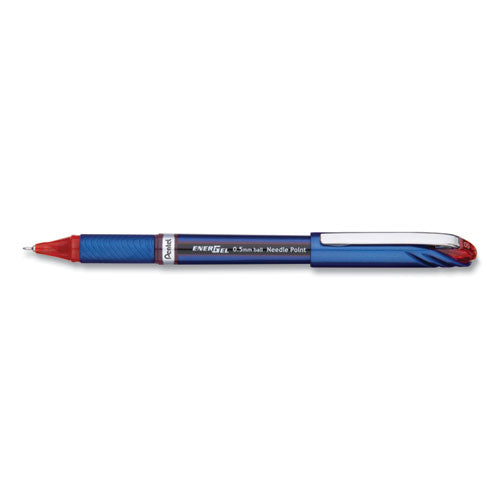 Image of Pentel® EnerGel NV Gel Pen, Stick, Fine 0.5 mm, Red Ink, Blue/Red Barrel, Dozen