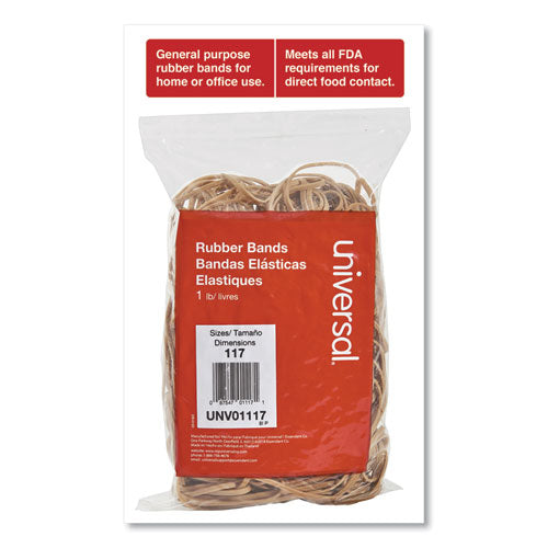 Image of Universal® Rubber Bands, Size 117, 0.06" Gauge, Beige, 1 Lb Box, 210/pack