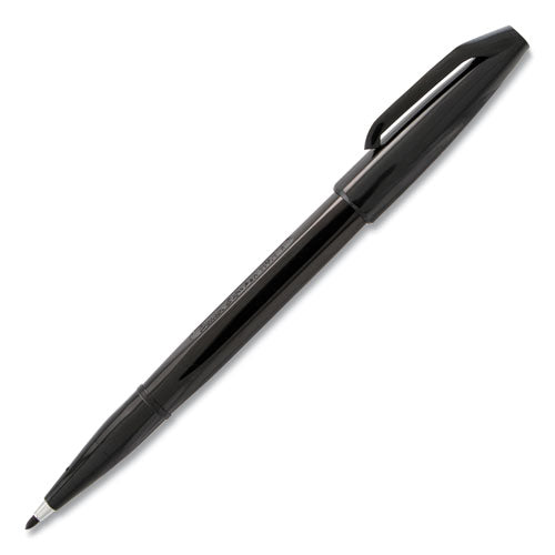 Image of Pentel Arts® Sign Pen Fine Point Color Marker, Extra-Fine Bullet Tip, Black, Dozen