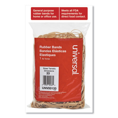 Image of Universal® Rubber Bands, Size 33, 0.04" Gauge, Beige, 1 Lb Box, 640/pack