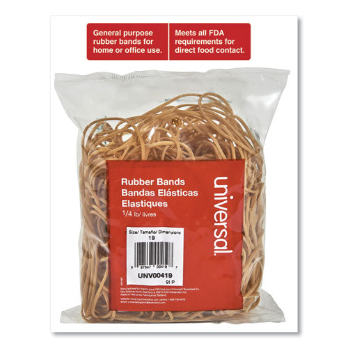 Image of Universal® Rubber Bands, Size 19, 0.04" Gauge, Beige, 4 Oz Box, 310/pack