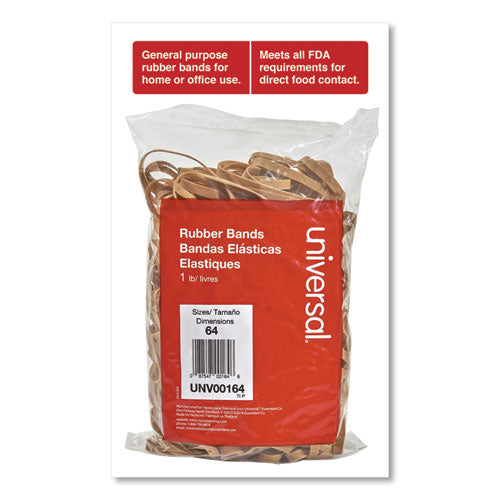 Image of Universal® Rubber Bands, Size 64, 0.04" Gauge, Beige, 1 Lb Bag, 320/pack