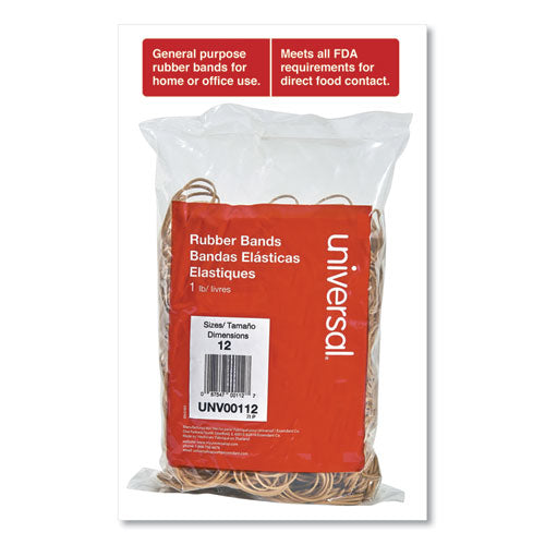 Image of Universal® Rubber Bands, Size 12, 0.04" Gauge, Beige, 1 Lb Box, 2,500/pack