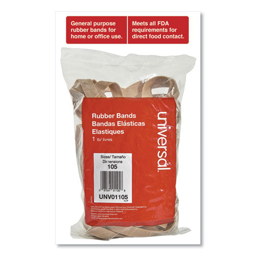 Image of Universal® Rubber Bands, Size 105, 0.06" Gauge, Beige, 1 Lb Box, 55/pack