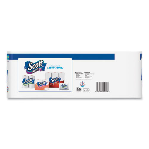 Image of Scott® 1000 Bathroom Tissue, Septic Safe, 1-Ply, White, 1,000 Sheet/Roll, 20/Pack