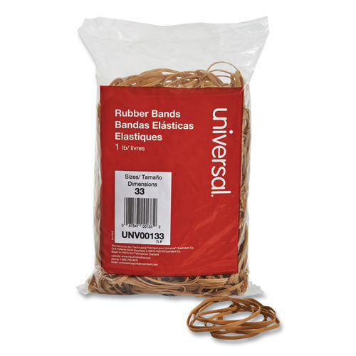 Image of Universal® Rubber Bands, Size 33, 0.04" Gauge, Beige, 1 Lb Box, 640/pack