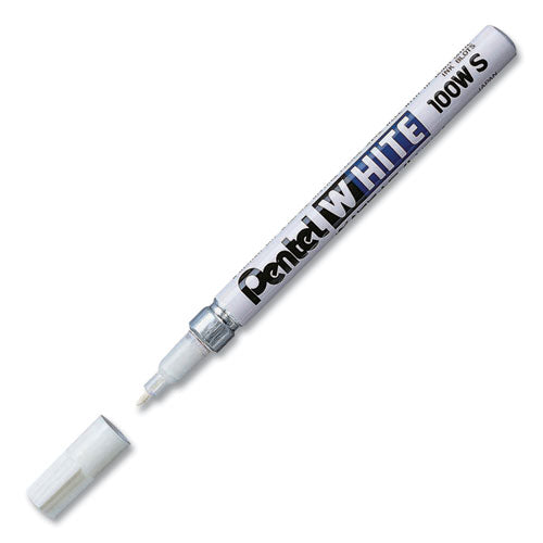 Image of Pentel® White Permanent Marker, Fine Bullet Tip, White