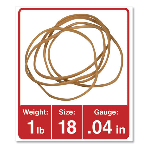 Image of Universal® Rubber Bands, Size 18, 0.04" Gauge, Beige, 1 Lb Box, 1,600/pack