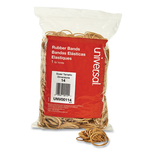 Image of Universal® Rubber Bands, Size 14, 0.04" Gauge, Beige, 1 Lb Box, 2,200/pack