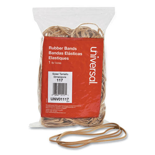 Image of Universal® Rubber Bands, Size 117, 0.06" Gauge, Beige, 1 Lb Box, 210/pack