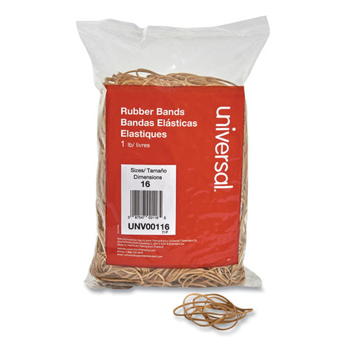 Image of Universal® Rubber Bands, Size 16, 0.04" Gauge, Beige, 1 Lb Box, 1,900/pack