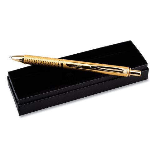 Image of Pentel® Energel Alloy Gel Pen, Retractable, Medium 0.7 Mm, Black Ink, Gold Barrel