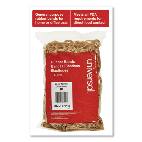 Image of Universal® Rubber Bands, Size 10, 0.04" Gauge, Beige, 1 Lb Box, 3,400/pack
