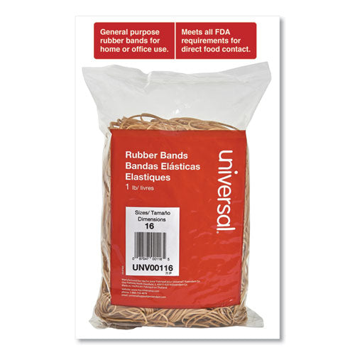 Image of Universal® Rubber Bands, Size 16, 0.04" Gauge, Beige, 1 Lb Box, 1,900/pack