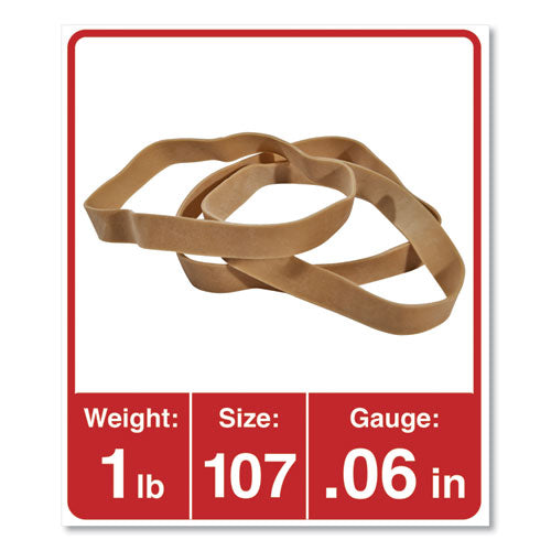 Image of Universal® Rubber Bands, Size 107, 0.06" Gauge, Beige, 1 Lb Box, 40/pack