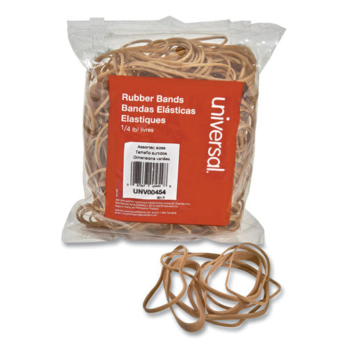 Image of Universal® Rubber Bands, Size 54 (assorted), Assorted Gauges, Beige, 4 Oz Box