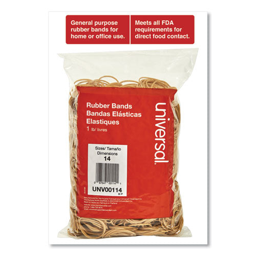 Image of Universal® Rubber Bands, Size 14, 0.04" Gauge, Beige, 1 Lb Box, 2,200/pack