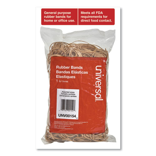 Image of Universal® Rubber Bands, Size 54 (assorted), Assorted Gauges, Beige, 1 Lb Box