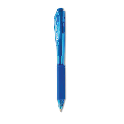 Image of Pentel® WOW! Ballpoint Pen, Retractable, Medium 1 mm, Blue Ink, Translucent Blue/Blue Barrel, Dozen