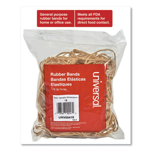 Image of Universal® Rubber Bands, Size 18, 0.04" Gauge, Beige, 4 Oz Box, 400/pack