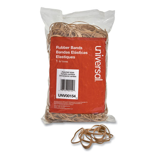 Image of Universal® Rubber Bands, Size 54 (assorted), Assorted Gauges, Beige, 1 Lb Box