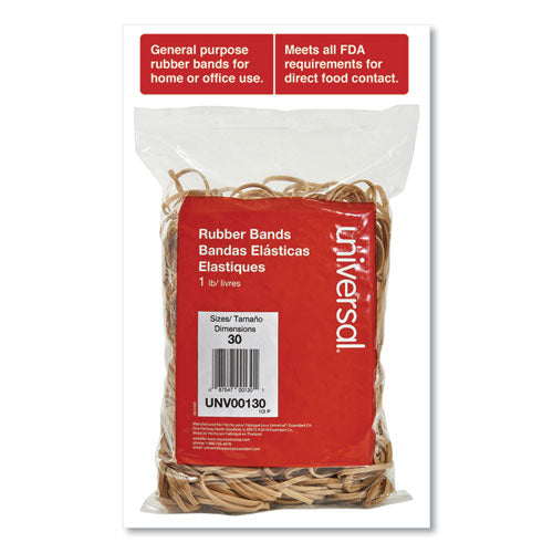 Image of Universal® Rubber Bands, Size 30, 0.04" Gauge, Beige, 1 Lb Box, 1,100/pack