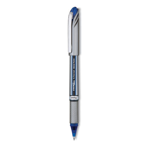 Image of Pentel® EnerGel NV Gel Pen, Stick, Medium 0.7 mm, Blue Ink, Gray/Black/Blue Barrel, Dozen