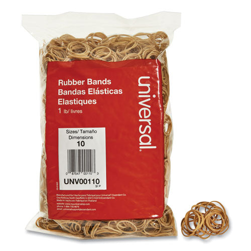 Image of Universal® Rubber Bands, Size 10, 0.04" Gauge, Beige, 1 Lb Box, 3,400/pack