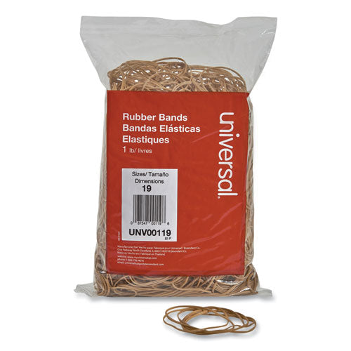 Image of Universal® Rubber Bands, Size 19, 0.04" Gauge, Beige, 1 Lb Bag, 1,240/pack