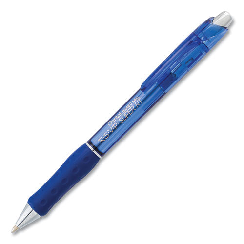 Image of Pentel® R.S.V.P. Super RT Ballpoint Pen, Retractable, Medium 1 mm, Blue Ink, Translucent Blue/Blue Barrel, Dozen