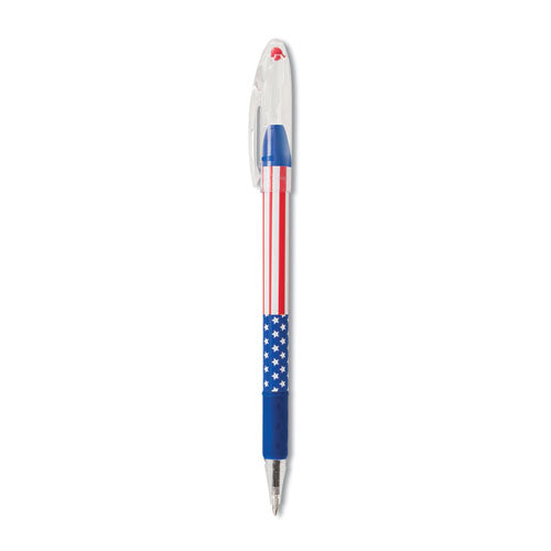 Image of Pentel® R.s.v.p. Stars And Stripes Ballpoint Pen, Stick, Fine 0.7 Mm, Black Ink, Red/white/blue Barrel, 5/pack