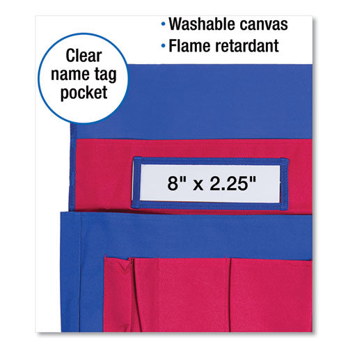 Image of Carson-Dellosa Education Chairback Buddy Pocket Chart, 7 Pockets, 15 X 19, Blue/red