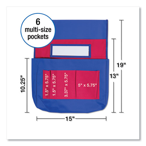 Image of Carson-Dellosa Education Chairback Buddy Pocket Chart, 7 Pockets, 15 X 19, Blue/red