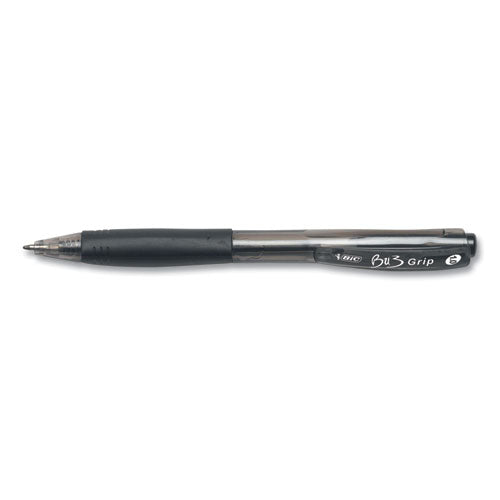 Image of BIC® BU3 Ballpoint Pen, Retractable, Medium 1 mm, Black Ink, Smoke/Black Barrel, 18/Pack