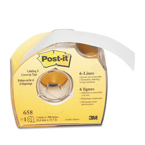 Image of Post-it® Labeling and Cover-Up Tape, Non-Refillable, Clear Applicator, 1" x 700"