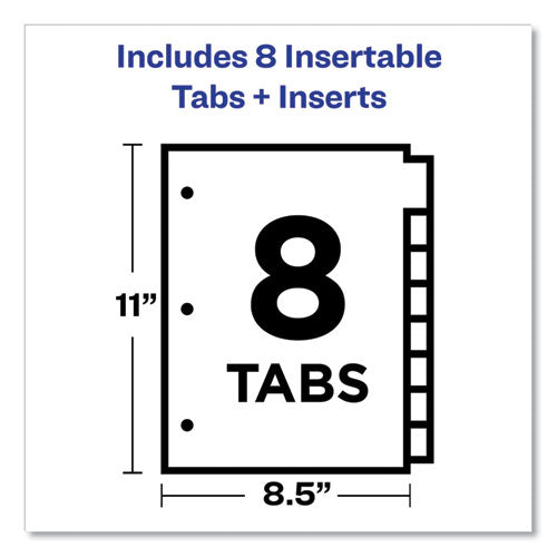 Image of Office Essentials Plastic Insertable Dividers, 8-Tab, 11 x 8.5, Assorted Tabs, 1 Set