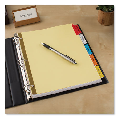 Image of Avery® Insertable Big Tab Dividers, 5-Tab, Double-Sided Gold Edge Reinforcing, 11 x 8.5, Buff, Assorted Tabs, 1 Set