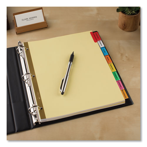 Image of Avery® Insertable Big Tab Dividers, 8-Tab, Double-Sided Gold Edge Reinforcing, 11 x 8.5, Buff, Assorted Tabs, 1 Set