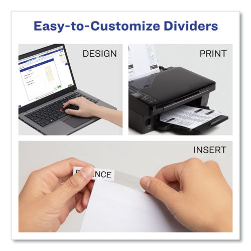 Image of Avery® Insertable Big Tab Dividers, 5-Tab, Double-Sided Gold Edge Reinforcing, 11 x 8.5, White, Clear Tabs, 1 Set