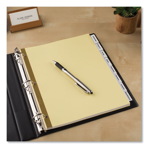 Image of Avery® Insertable Big Tab Dividers, 8-Tab, Double-Sided Gold Edge Reinforcing, 11 x 8.5, Buff, Clear Tabs, 24 Sets