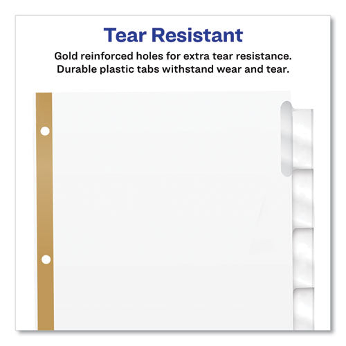 Image of Avery® Insertable Big Tab Dividers, 8-Tab, Double-Sided Gold Edge Reinforcing, 11 x 8.5, White, Clear Tabs, 1 Set