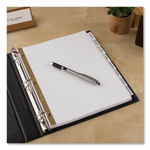 Image of Avery® Insertable Big Tab Dividers, 8-Tab, Double-Sided Gold Edge Reinforcing, 11 x 8.5, White, Clear Tabs, 1 Set