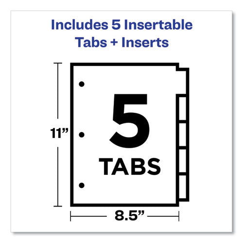 Image of Avery® Insertable Big Tab Dividers, 5-Tab, Double-Sided Gold Edge Reinforcing, 11 x 8.5, White, Assorted Tabs, 1 Set