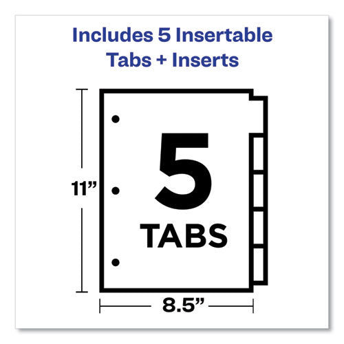 Image of Avery® Insertable Big Tab Dividers, 5-Tab, Double-Sided Gold Edge Reinforcing, 11 x 8.5, White, Clear Tabs, 1 Set