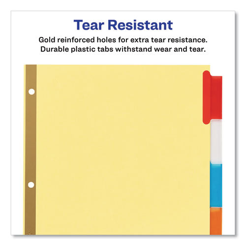 Image of Avery® Insertable Big Tab Dividers, 5-Tab, Double-Sided Gold Edge Reinforcing, 11 x 8.5, Buff, Assorted Tabs, 1 Set